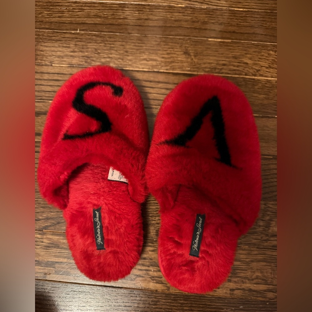 Victoria's Secret Red Fuzzy Slippers